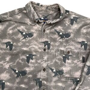 Woolrich Shirt Men XLT Gray Eagle‎ Long Sleeve Casual OCBD Classic